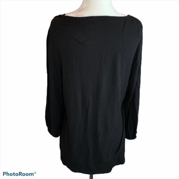 INC Black Top T-Shirt Button Front Tucj Size M - Picture 3 of 9